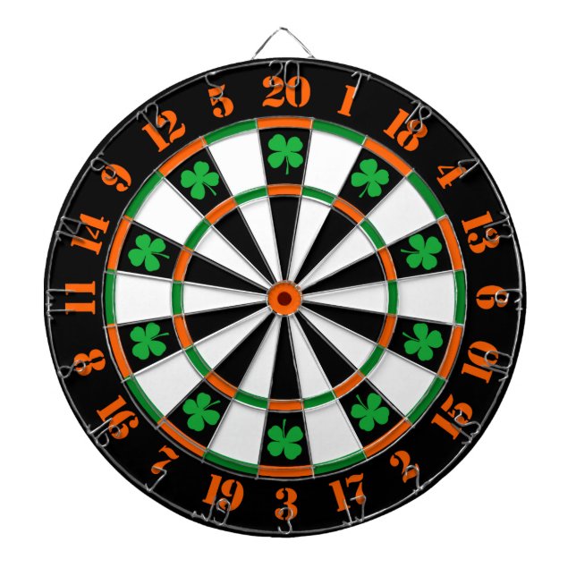 A Classic Game of Darts Shamrocks Irish Colours Dartboard (Front)
