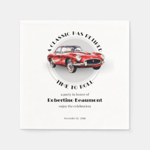 A Classic Has Retired Red Car Retirement Party Napkin