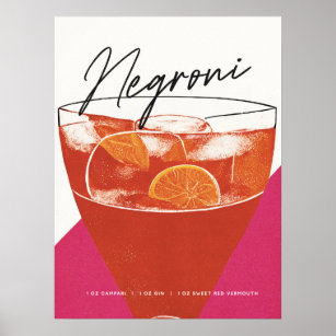 A Classic Negroni: A Cocktail to Remember Pink Art Poster