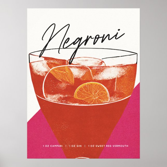 A Classic Negroni: A Cocktail to Remember Pink Art Poster (Front)