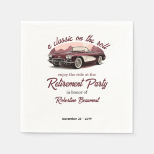 A Classic on the Roll Retro Car Retirement Party Napkin