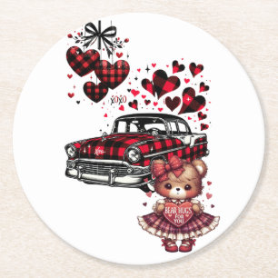 A CLASSIC VALENTINE LOVE FOR YOU 2 ROUND PAPER COASTER