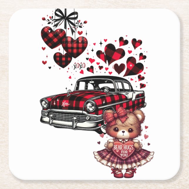 A CLASSIC VALENTINE LOVE FOR YOU 2 SQUARE PAPER COASTER (Front)