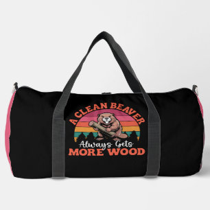 A Clean Beaver Retro Sunset  Duffle Bag