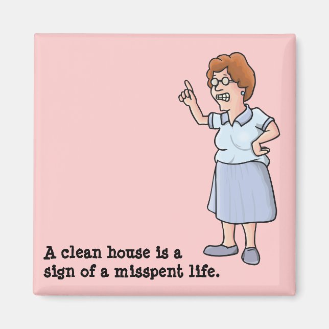 A clean house is a sign of a misspent life. magnet (Front)