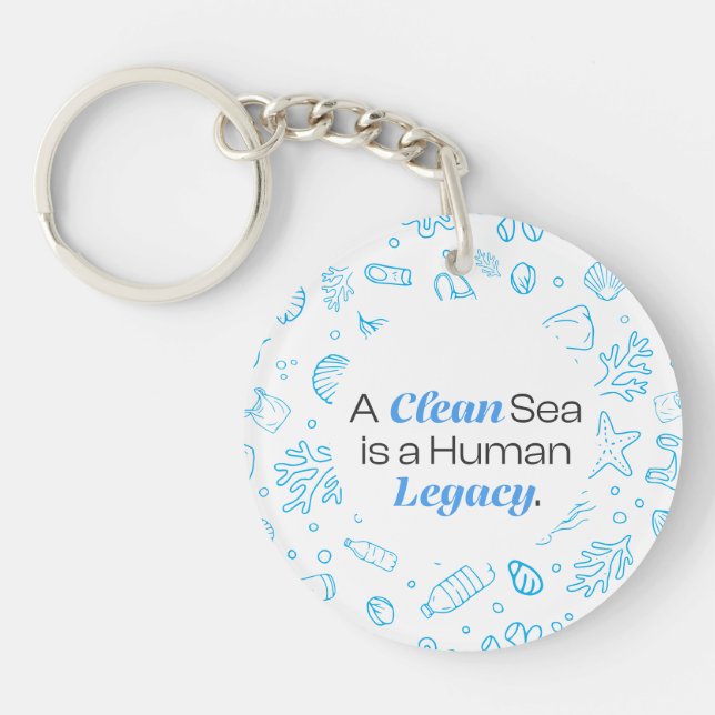 A Clean Sea is a Human Legacy | Ocean Pollution Key Ring (Front)