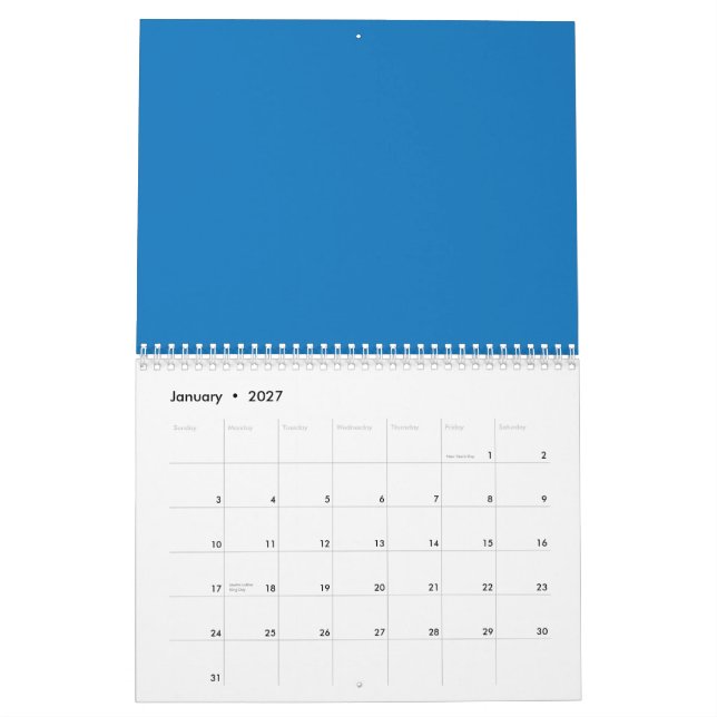 A clear blue sky with no clouds fills the entire f calendar (Jan 2027)