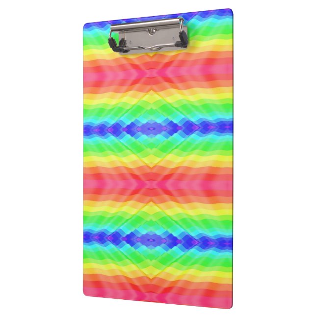 A clipboard with a colourful, kaleidoscopic rainbo (Left)