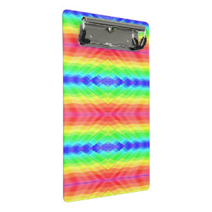 A clipboard with a colourful, kaleidoscopic rainbo