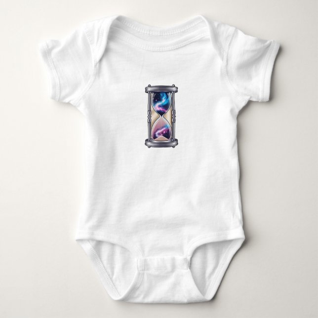 A clock face made of planets, baby bodysuit (Front)