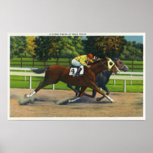 A Close Finish at the Race Track, Horses Poster