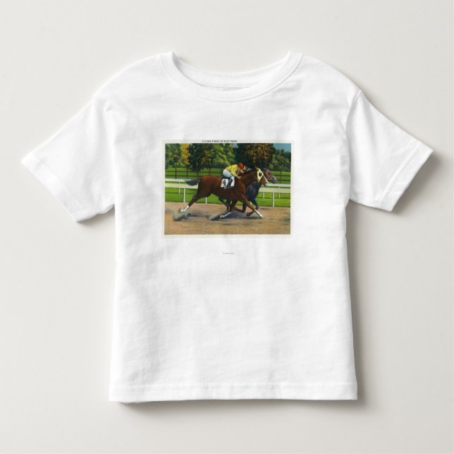 A Close Finish at the Race Track, Horses Toddler T-Shirt (Front)