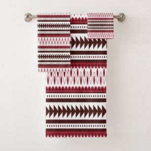 A close-up image of a colourful screen displaying bath towel set