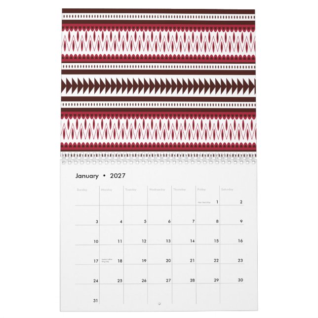 A close-up image of a colourful screen displaying  calendar (Jan 2027)