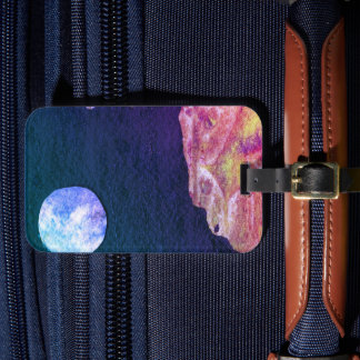 A close up view of fantasy worlds and their moons  luggage tag