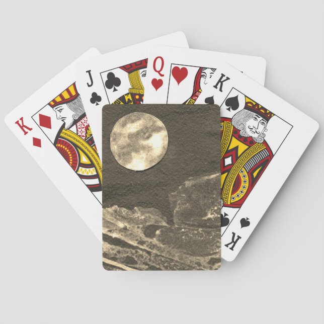 A close up view of fantasy worlds and their moons  playing cards (Back)