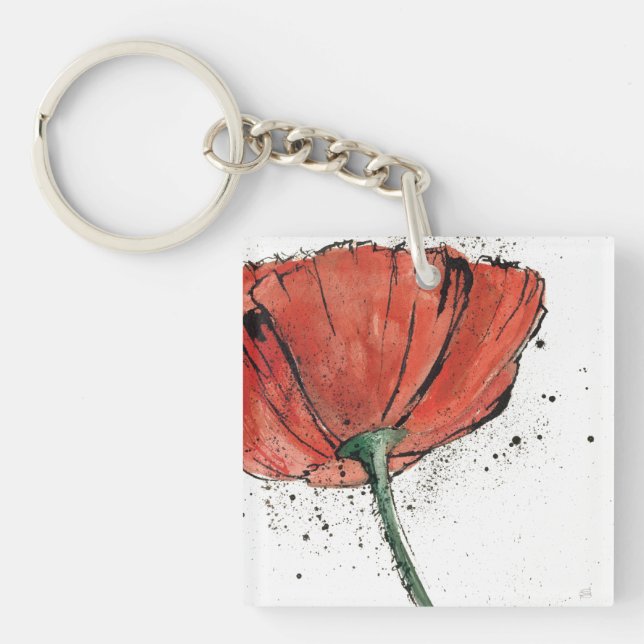 A Closed Flower on a White Background Key Ring (Front)