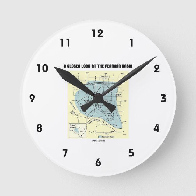 A Closer Look At The Permian Basin (Map) Round Clock (Front)