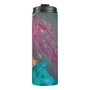 A closeup of colorful abstract oil painted wavesoi thermal tumbler