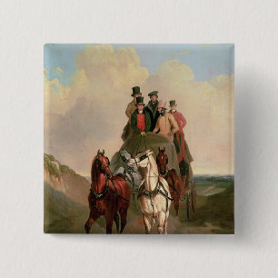A Coach and Four on an Open Road 15 Cm Square Badge