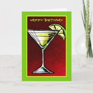 A Cocktail Glass Sketch Happy Birthday Card