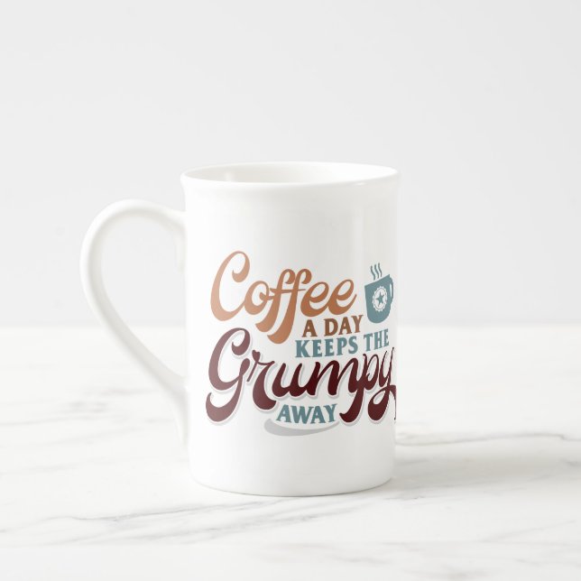 A Coffee a Day for Coffee Lover Gift   Bone China Mug (Left)