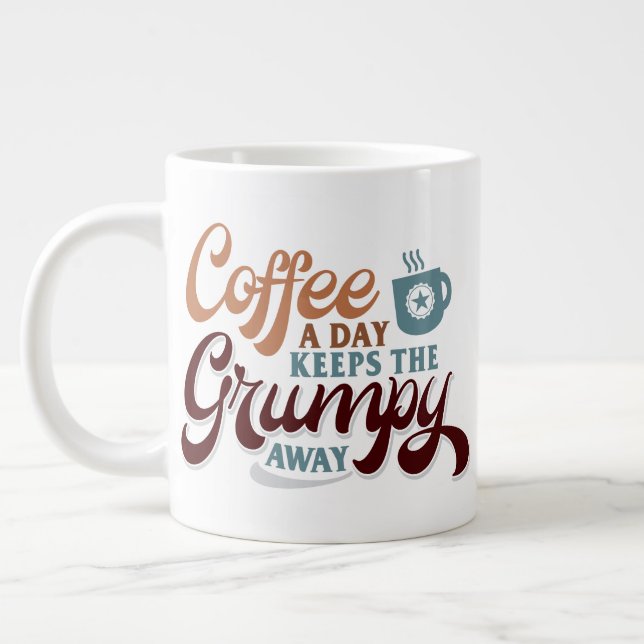 A Coffee a Day for Coffee Lover Gift   Large Coffee Mug (Left)