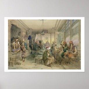 A Coffee House, Constantinople, 1854 (pen & ink & Poster
