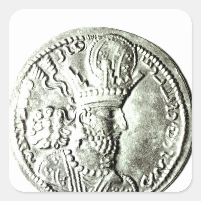 A coin depicting profile of Shapur II, Square Sticker (Front)