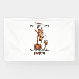 A Cold Giraffe With A Cup Of Coffee Banner