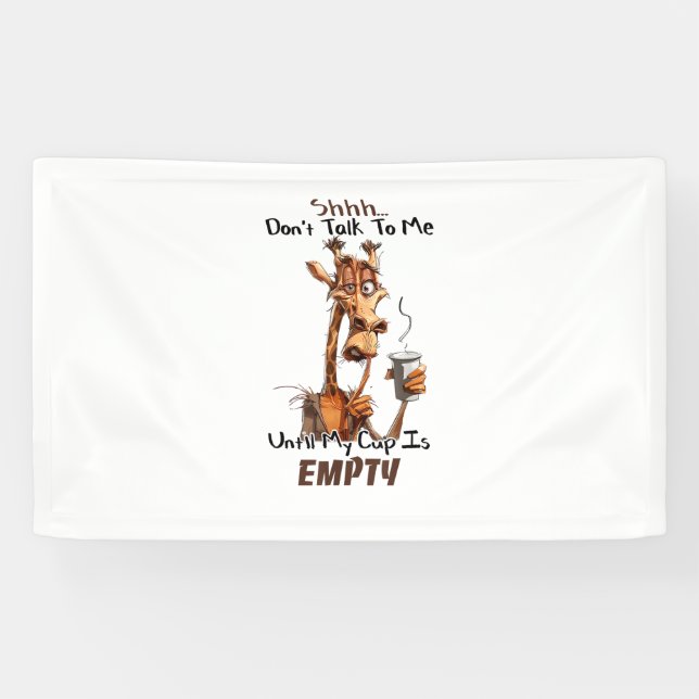 A Cold Giraffe With A Cup Of Coffee  Banner (Horizontal)