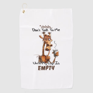 A Cold Giraffe With A Cup Of Coffee Golf Towel