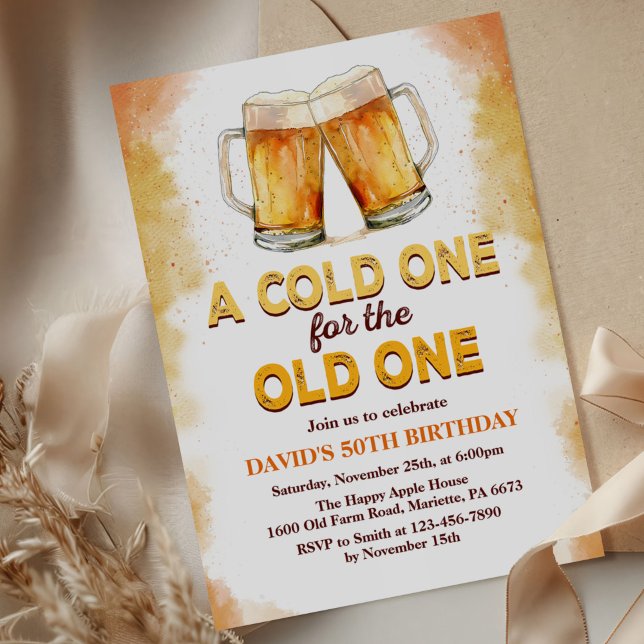 A Cold One for the Old One Beer Birthday Party Invitation (Creator Uploaded)