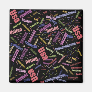 A collection of coloured words that describe Ameri Magnet