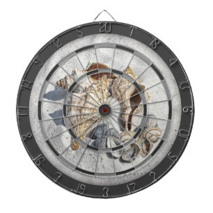 A Collection of Seashells on Sand Dartboard