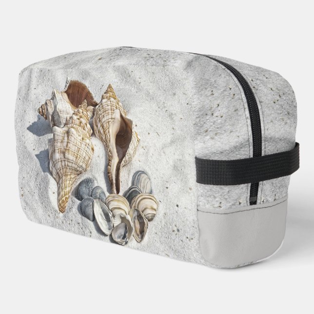 A Collection of Seashells on Sand Dopp Kit (Left Corner)