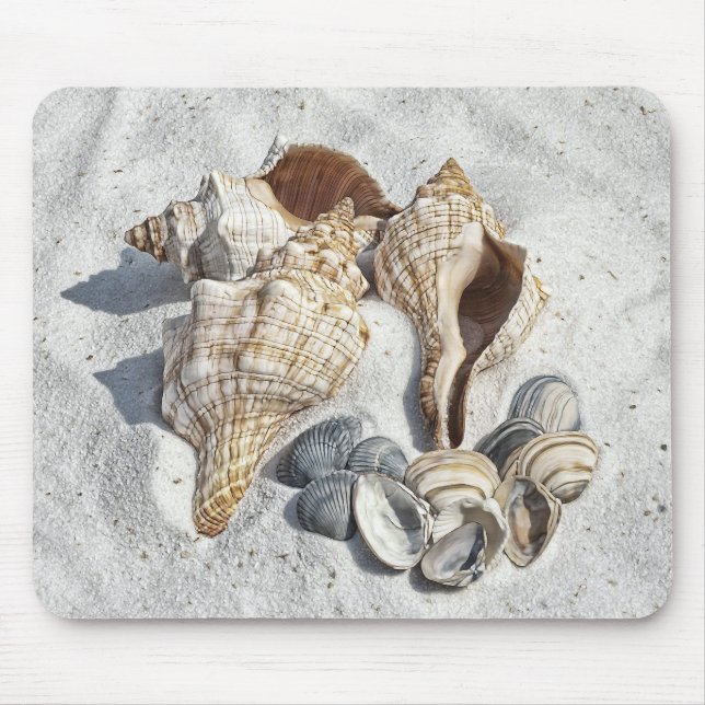 A Collection of Seashells on Sand Mouse Pad (Front)