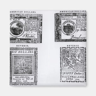A colonial six dollar bill magnet