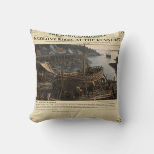 A Colony Rises At The Kennebec-1607–1608 History Cushion