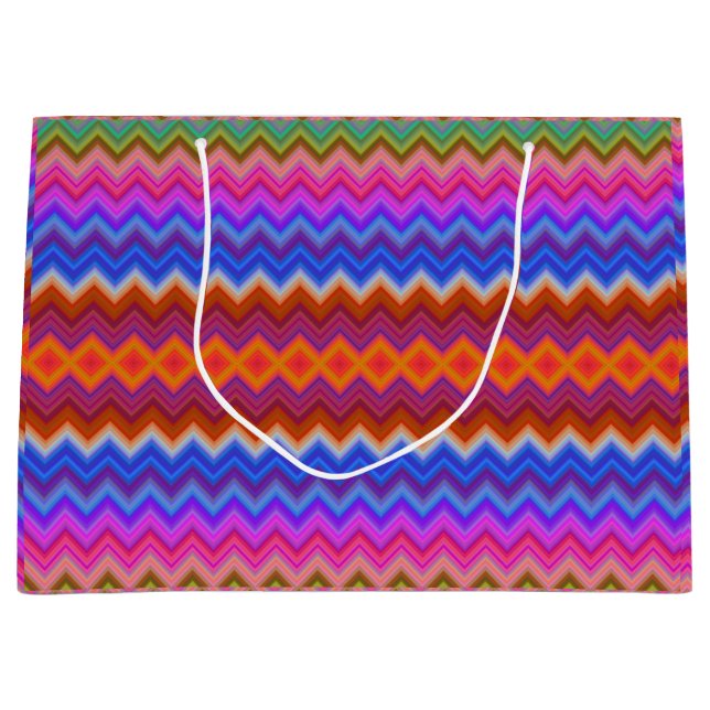A colorful gift bag with a zigzag pattern (Front)