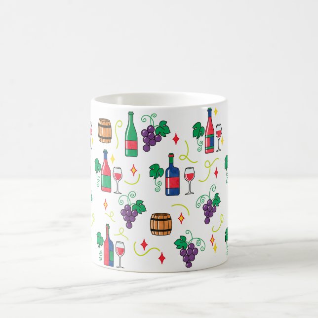 A colorful wine-themed pattern coffee mug (Center)