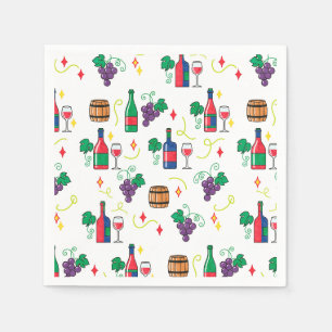A colorful wine-themed pattern napkin