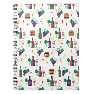 A colorful wine-themed pattern notebook