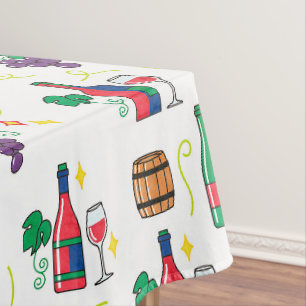 A colorful wine-themed pattern tablecloth