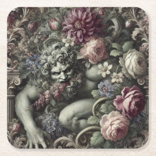 🎭 A Colossal Comedy – Gothic Victorian Square Paper Coaster