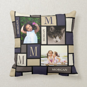 A Colour Block Coastal Calm Modern Chic 3 Photo Cushion