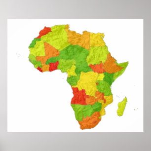 a colour-coded map of Africa with its countries  Poster