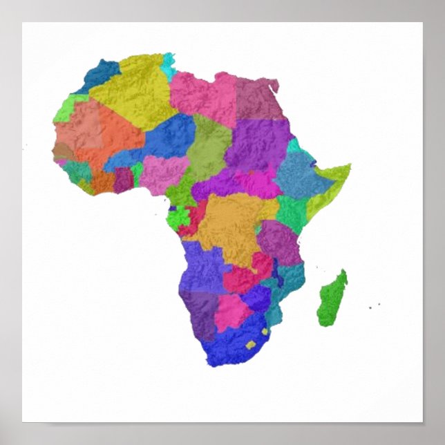 A colour-coded map of Africa with its countries  Poster (Front)