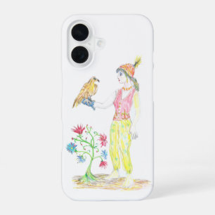 A coloured-pencil drawing of a woman iPhone 16 case