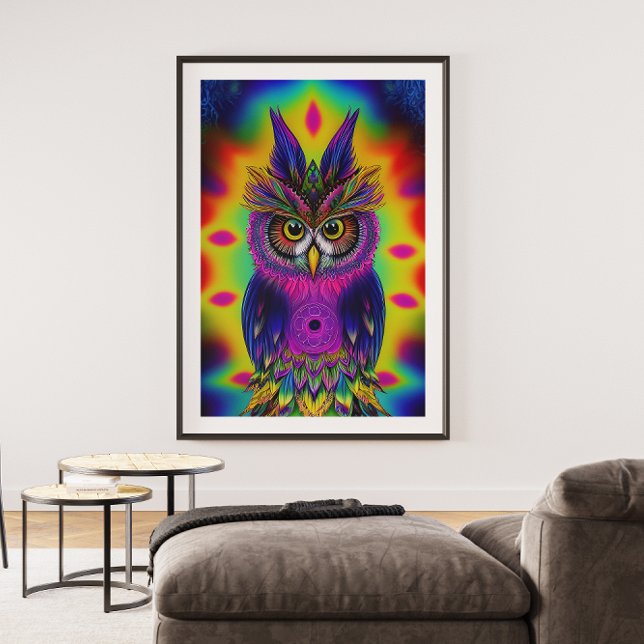 a colourful abstract art of owl poster (Creator Uploaded)